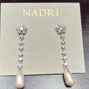 Nadri Crystal Chain Earring with Pearl